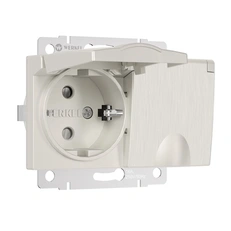 Изображение Розетка двойная влагозащищенная с заземлением с крышками и шторками (перламутровый рифленый) W1172213