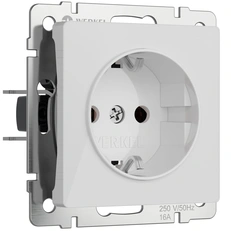 Изображение Розетка с заземлением и шторками (белый акрил) W1171141